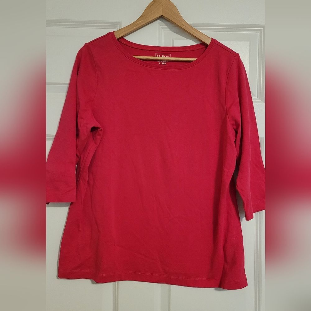 LL BEAN 3/4 sleeve shirt Size L